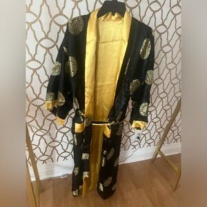 Back Gold VINTAGE ASIAN CRUSH KIMONO! REVERSABLE!!!